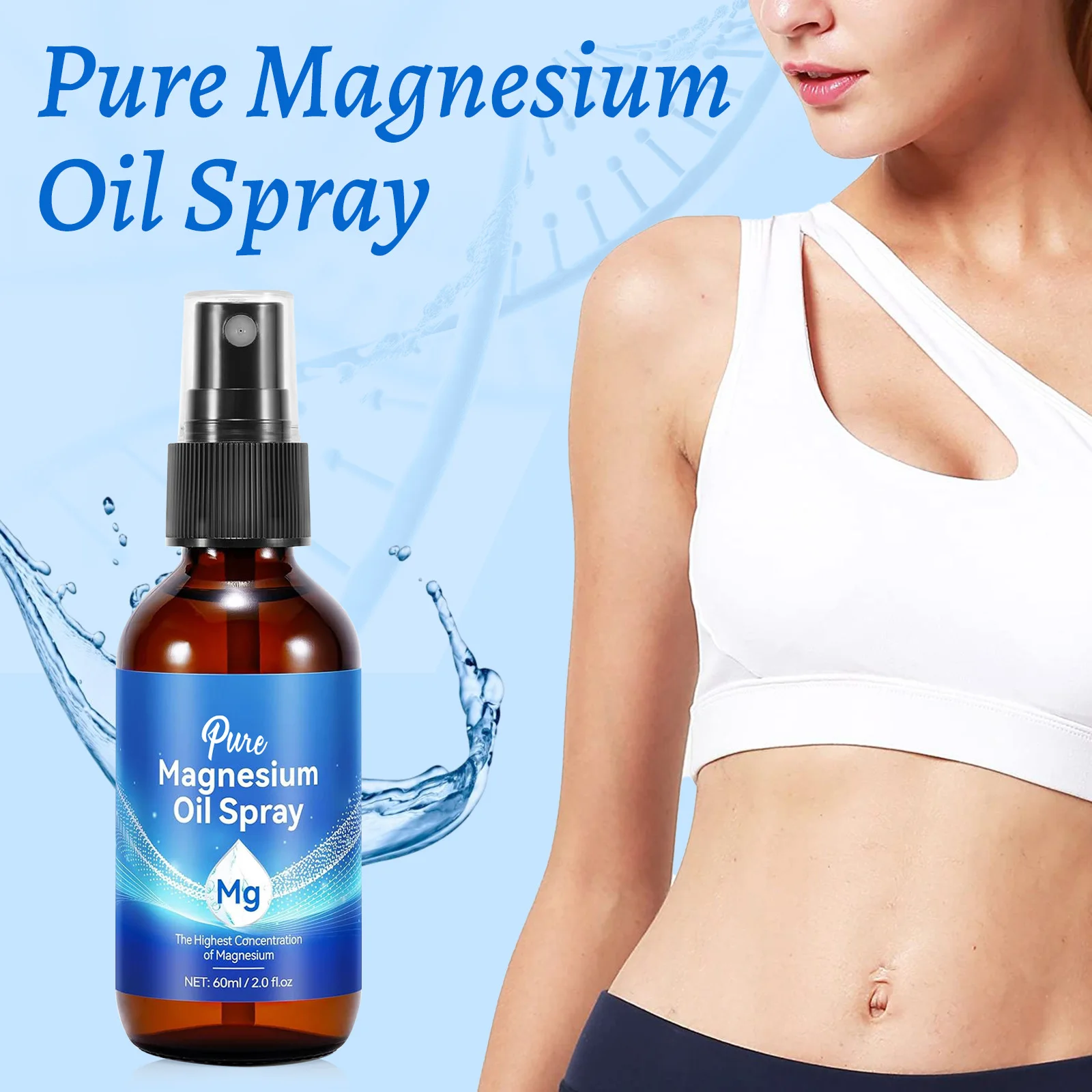 Bath Salts Magnesium - Magnesium Olie Spray 60ml Spierontspanning Slaapverbetering