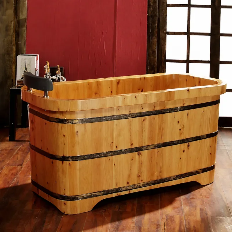 Health Wellness Spa - Sichuan cederhouten badkuip voor volwassenen, natuurlijke